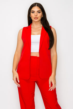 Solid Collared Vest with Pockets