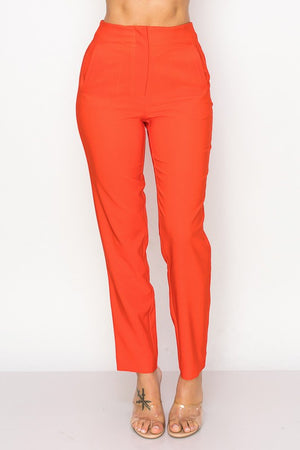 Solid High Waist Dress Pants