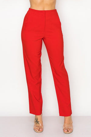 Solid High Waist Dress Pants