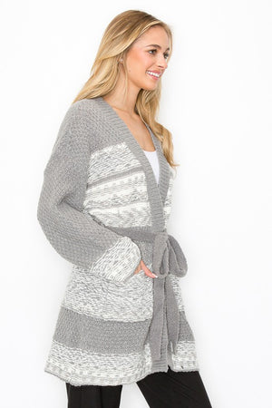 Long Knit Cardigan Front Tie and Pockets