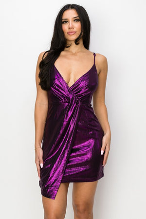 Violet Metallic Short Dress