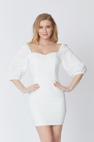 White Mini Dress With Sweetheart Neckline