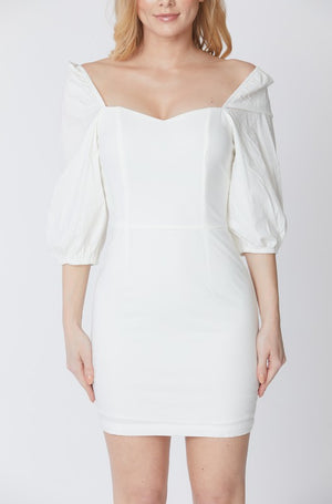 White Mini Dress With Sweetheart Neckline