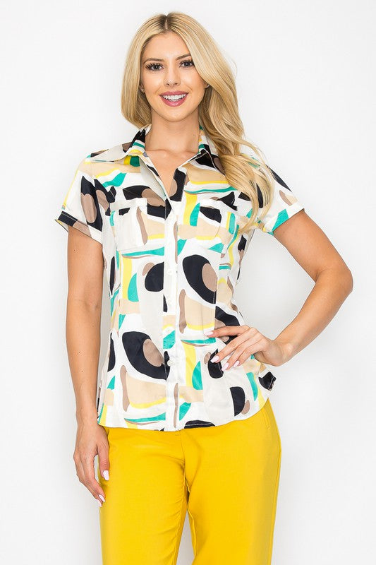 Satin Short Sleeve Multi Color with Pockets