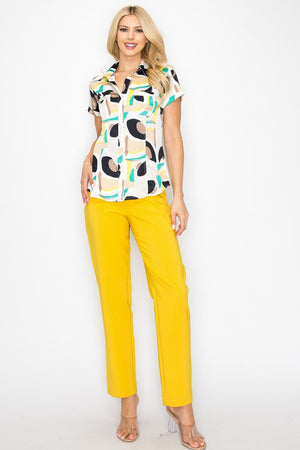 Satin Short Sleeve Multi Color with Pockets